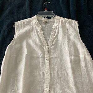 White linen sleeveless top
